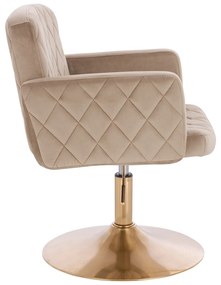 HR802N Scaun Latte din Catifea cu Bază Aurie