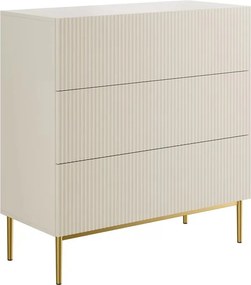 Comodă Nicole 100 cm cu sertare și front striat - casmir / picioare aurii