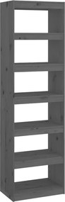 vidaXL Bibliotecă/Separator cameră gri 60x30x199,5 cm lemn masiv pin