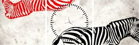 Tablou - Zebre (cu ceas) (90x30 cm)