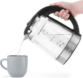 Cana electrica Cuisinart GK19E Double Glass, 3000 W, 1,7 l, 50-100°C, Baza rotativa la 360°, Comenzi tactile, Filtru, Indicator, Inox/Negru
