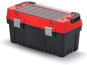 Cutie pentru scule cu mâner și încuietori din aluminiu 54,8 x 27,4 x 28,6 cm, despărțitori, roșu