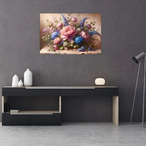 Tablou - Masă plină de flori (90x60 cm)