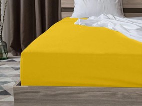 Cearsaf Jersey EXCLUSIVE cu elastic galben mustar 160 x 200 cm