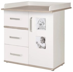 Comodă de copii albă înaltă cu aspect de lemn de ulm cu masă de schimbat 94x102 cm Moritz – Roba