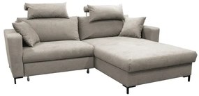 Colțar extensibil HORTA, în formă de L, cu spațiu de depozitare, pe partea dreaptă, gri