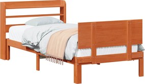 vidaXL Cadru de pat cu headboard 2 pcs Maroniu cerat Lemn de pin masiv