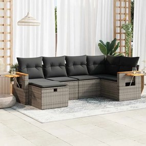 vidaXL Set mobilier grădină cu perne, 6 piese, gri, poliratan