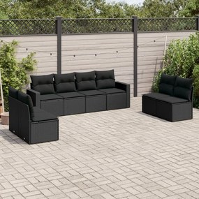 3251182 vidaXL Set mobilier de grădină cu perne, 8 piese, negru, poliratan
