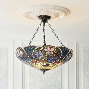 Endon 111887 - Candelabru cu lanț Tiffany SULLIVAN 3xE27/10W/230V Ø 57 cm