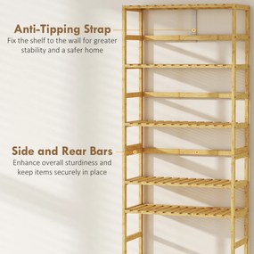 HOMCOM Raft de bambus cu 6 niveluri, cu rafturi reglabile, 60x26x161 cm | Aosom Romania