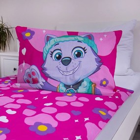 Lenjerie de pat pentru copii roz din bumbac pentru pătuț 100x135 cm Paw Patrol "Pawsome friendships grow" – Jerry Fabrics