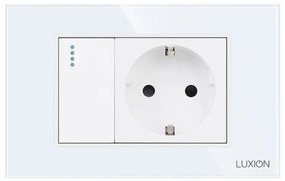 Intrerupator Simplu Cap Scara + Priza cu Rama din Sticla LUXION, Standard Italian, 3M