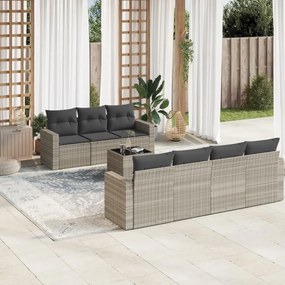 3251069 vidaXL Set mobilier de grădină cu perne, 8 piese gri deschis poliratan