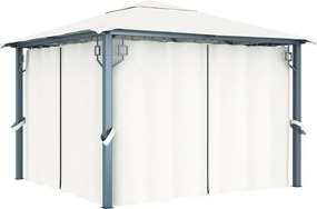 vidaXL Pavilion cu perdele, crem, 300 x 300 cm, aluminiu