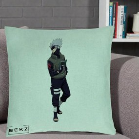 Perna Personalizata Naruto Kakashi Hatake Portret Complet, 40x40 cm, Verde Menta, Husa Detasabila, Perna Inclusa, BEKZ®