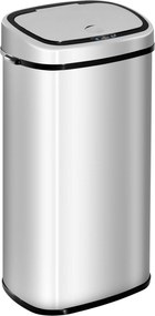 HomCom Cestino dei Rifiuti Rettangolare in Acciaio Inox con Sensore a Infrarossi, 68L