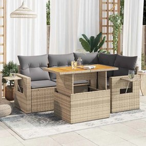 vidaXL Set canapele de grădină cu perne, 5 piese, bej, poliratan