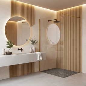 Paravan de dus Rea Flexi Transparent / Brush Gold 140