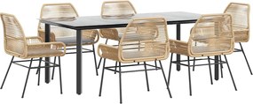 vidaXL Set de sufragerie de grădină de 7 piese sticlă poliratan maro