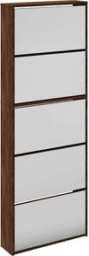 vidaXL Pantofar cu oglindă, 5 niveluri, stejar maro, 63x17x169,5 cm