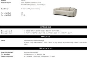 Canapea design LUX Marbella, Creststone bej