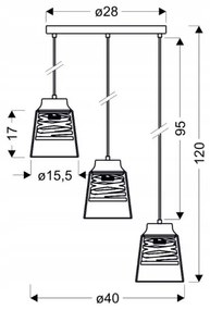 Lustră pe lanț FRESNO 3xE27/60W/230V