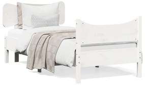 3216406 vidaXL Cadru de pat cu tăblie, alb, 75x190 cm, lemn masiv de pin
