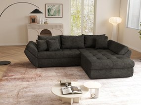 Colțar extensibil dumonde cu ladă de depozitare si sezut confortabil din spuma high-density, Loana Enjoy Black 270x185 cm