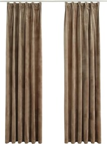 vidaXL Draperii opace cu cârlige, 2 buc., bej, 140x245 cm, catifea