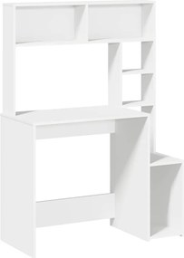 vidaXL Birou cu rafturi, alb, 100x45x140 cm, lemn compozit