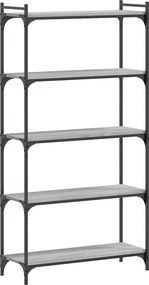 vidaXL Bibliotecă cu 5 niveluri gri sonoma 80x30x154 cm lemn prelucrat