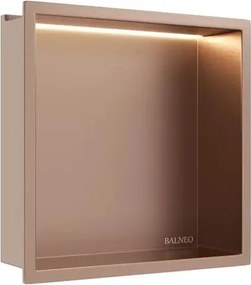 Raft incastrat patrat Balneo Wall-Box One LED cu rama 30x30x10 cm cupru lucios