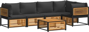 vidaXL Set de canapele grădină cu perne, 6 piese, lemn masiv acacia