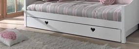 Sertar Pat AMORI pentru Copii, 90x190 cm, Alb (Pin Masiv și MDF), Design Romantic – Vipack
