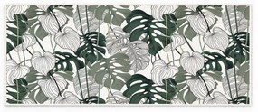 Covor tip traversă alb/verde lavabil 80x200 cm Monstera – Oyo Concept