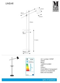 Lampadar cu spațiu pentru depozitare Markslöjd Linear, negru