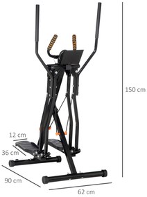 HOMCOM Bicicletă de Exercitii Eliptică cu 4 Nivele de Rezistență, Monitor LCD și 2 Roți, 90x62x150 cm, Negru | Aosom Romania