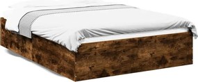 vidaXL Cadru de pat, stejar fumuriu, 120x200 cm, lemn prelucrat