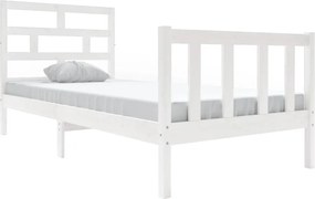 vidaXL Cadru de pat single, alb, 90x190 cm, lemn masiv de pin