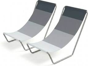 Set de 2 sezlonguri pliante pentru plaja SAND, dungi gri