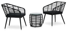 48579 vidaXL Set mobilier de bistro, 3 piese, negru, poliratan