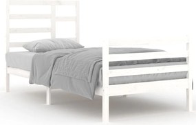 vidaXL Cadru de pat, alb, 90x200 cm, lemn masiv