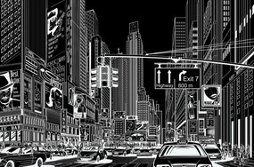 Fototapet, Cartoon City, Black, Rebel Walls