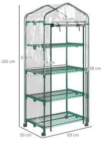 Outsunny Sera verticala pentru plante cu rastel cu 4 rafturi, sera din otel si PVC alb pentru balcon si terasa, 69x50x165cm | Aosom Romania