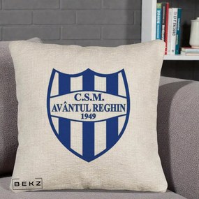 Perna Personalizata CSM Avantul Reghin 1949, 40x40 cm, Bej Canapea, Husa Detasabila, Perna Inclusa, BEKZ®