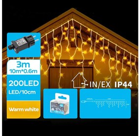 Brilagi - Ghirlandă LED de Crăciun pentru exterior, 200 LED, 8 funcții, 13 x 0,6 m, IP44, alb cald