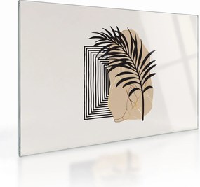 Tablou pe sticlă - Abstracție cu frunze tropicale N⁰3 (70x50 cm)