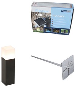 Lampă de exterior cu pichet negru din sticlă opala 30 cm cu pichet de sol și glandă de cablu - Denmark