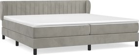 vidaXL Pat box spring cu saltea, gri deschis, 200x200 cm, catifea